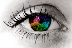 Picture of an eye with colors in it